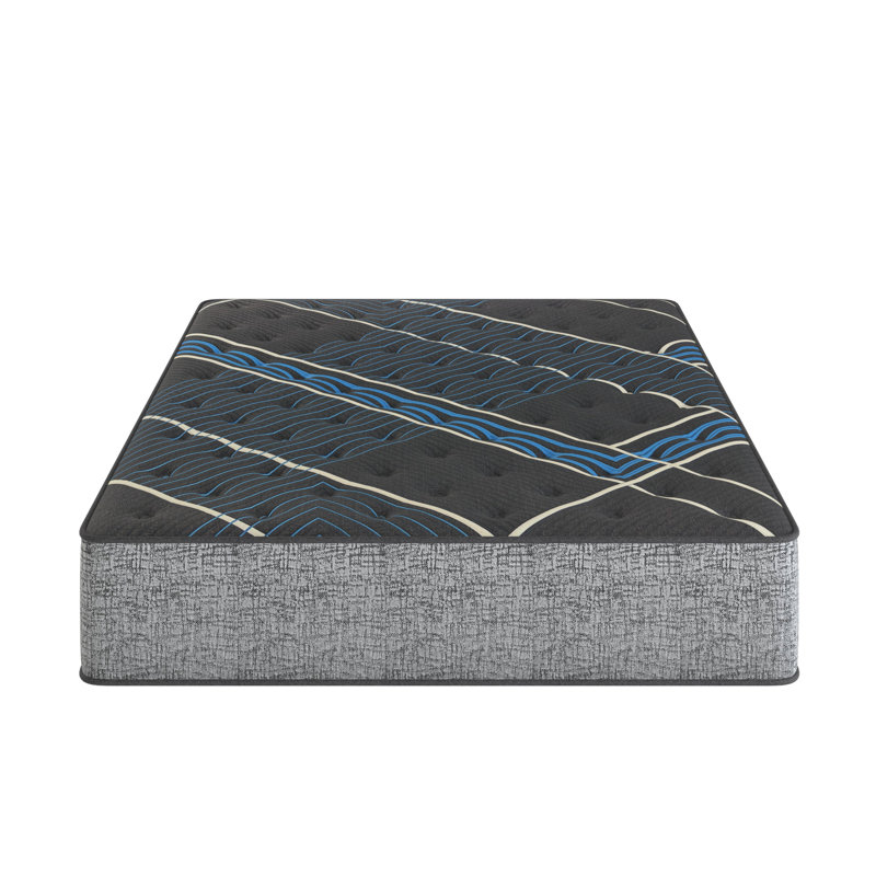 Matelas simple extra long de 14 po avec confort moyen, double refroidissement pour une température de sommeil idéale, ressorts ensachés individuels et mousses, gel, soutien, merveilleux renfort central, bord roulé à 360 ° sur 800 ° +