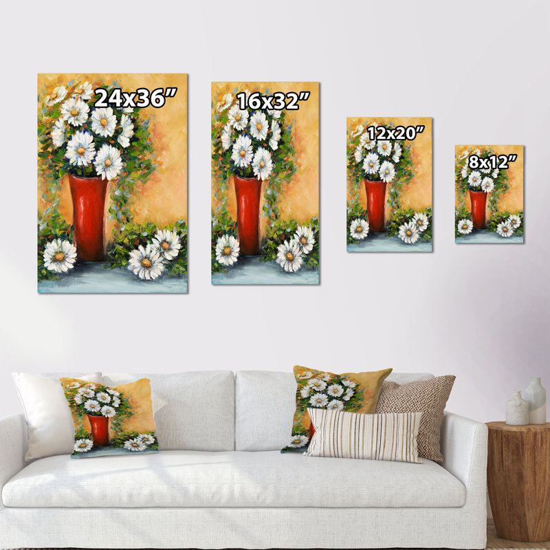 Bouquet de marguerites, H 20 po x l 12 po, Toile tendue