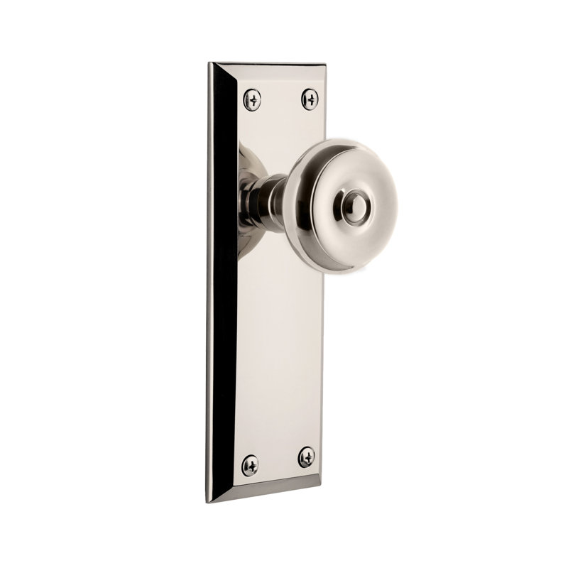 Plaque de passage Grandeur Fifth Avenue avec bouton de porte, 2 3/4", Nickel poli