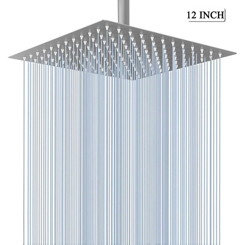 Robinet de douche carré en nickel brossé 12 pouces