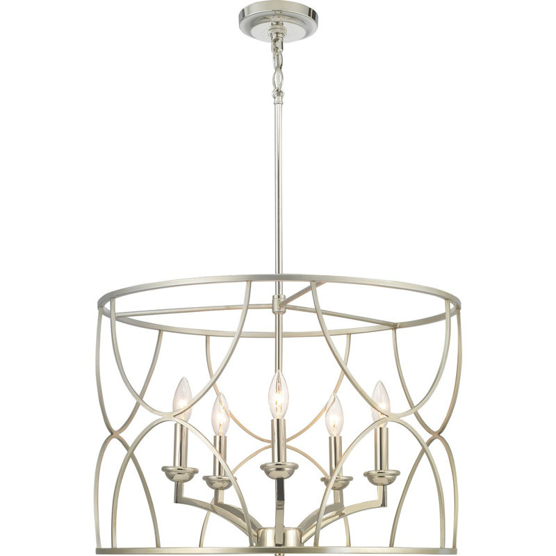 Lustre tambour 3 lumières Stafford, Crête argent