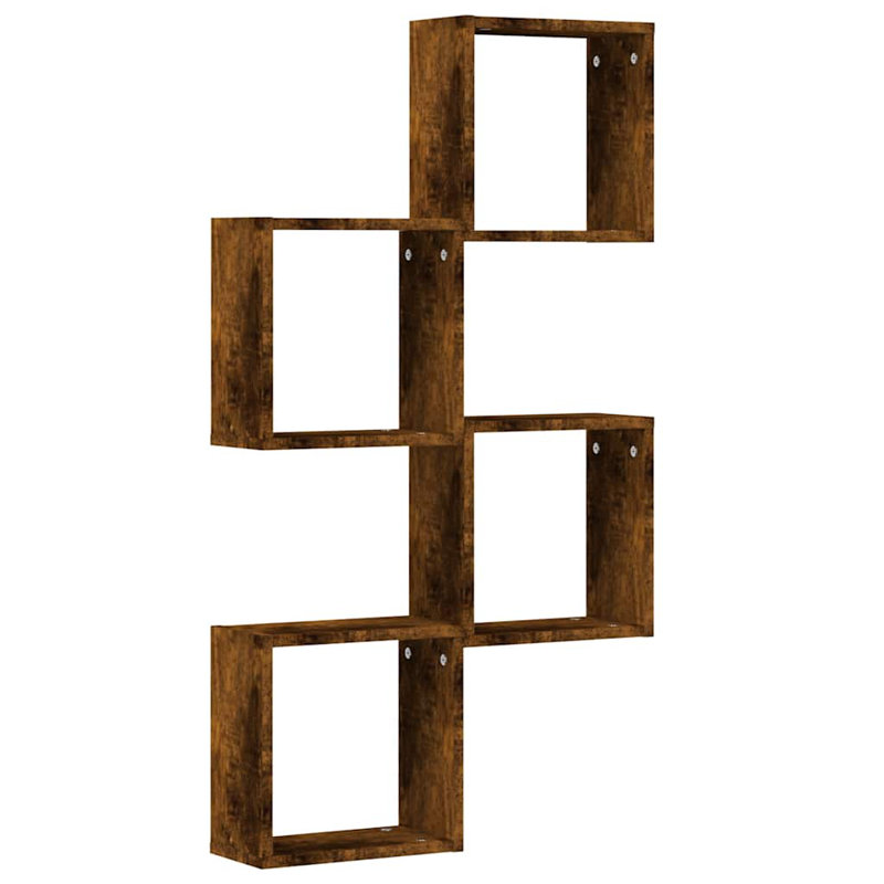 Wall Cube Shelves 4 Pcs, Smoked Oak, 30cm H x 30cm W x 15cm D