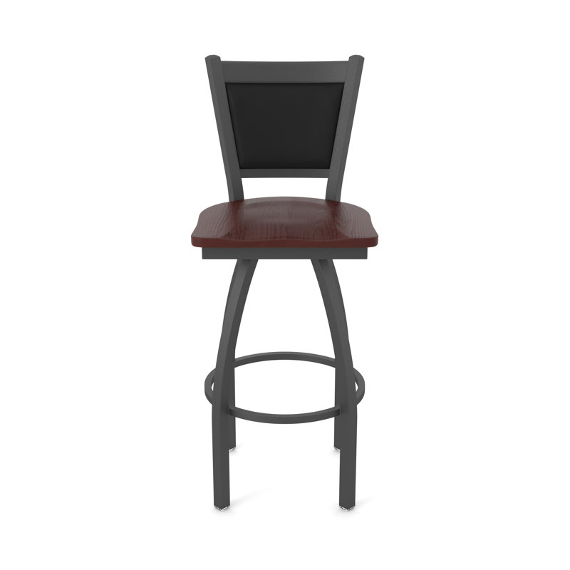 Tabouret pivotant Hadleigh, Tabouret de bar (siège d’une hauteur de 30 po), Chêne cerisier foncé, Étain