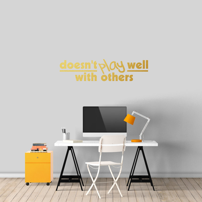 Feumore Text & Numbers Non-Wall Damaging Wall Decal, Gold