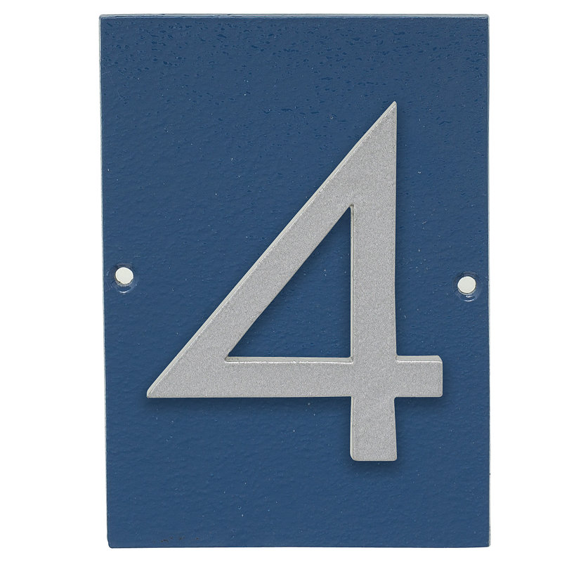 Plaque d’adresse murale sur 1 ligne flottante, Argent, Bleu mer, Oui