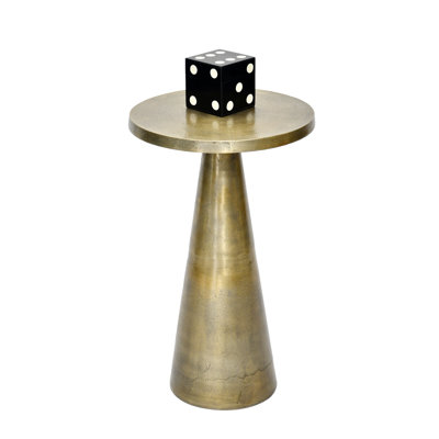 Antique Gold Metal Side Table – Modern Conical Accent Table