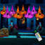 Chapeaux de sorcière suspendus illuminés de 8 pièces d'Halloween, télécommande avec 8 modes d'éclairage illuminant les guirlandes d'Halloween de 14 pi, pour la cour intérieure, la pelouse et les fêtes