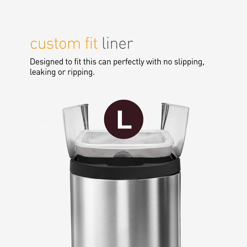 Simplehuman Code L Liners, Pack Of 60 Liners, 50% Recycled Custom Fit Bin Bags, 18L