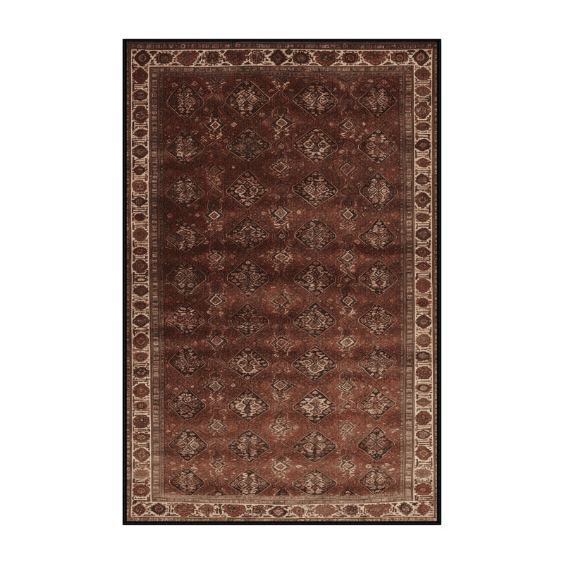 Tapis persan noir lavable à la machine, Rectangle 2 pi x 3 pi