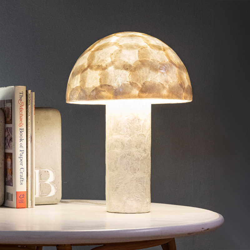 Nautical Capiz Shell Mushroom Table Lamp - Seaside Ocean Beach Dock Decor Light