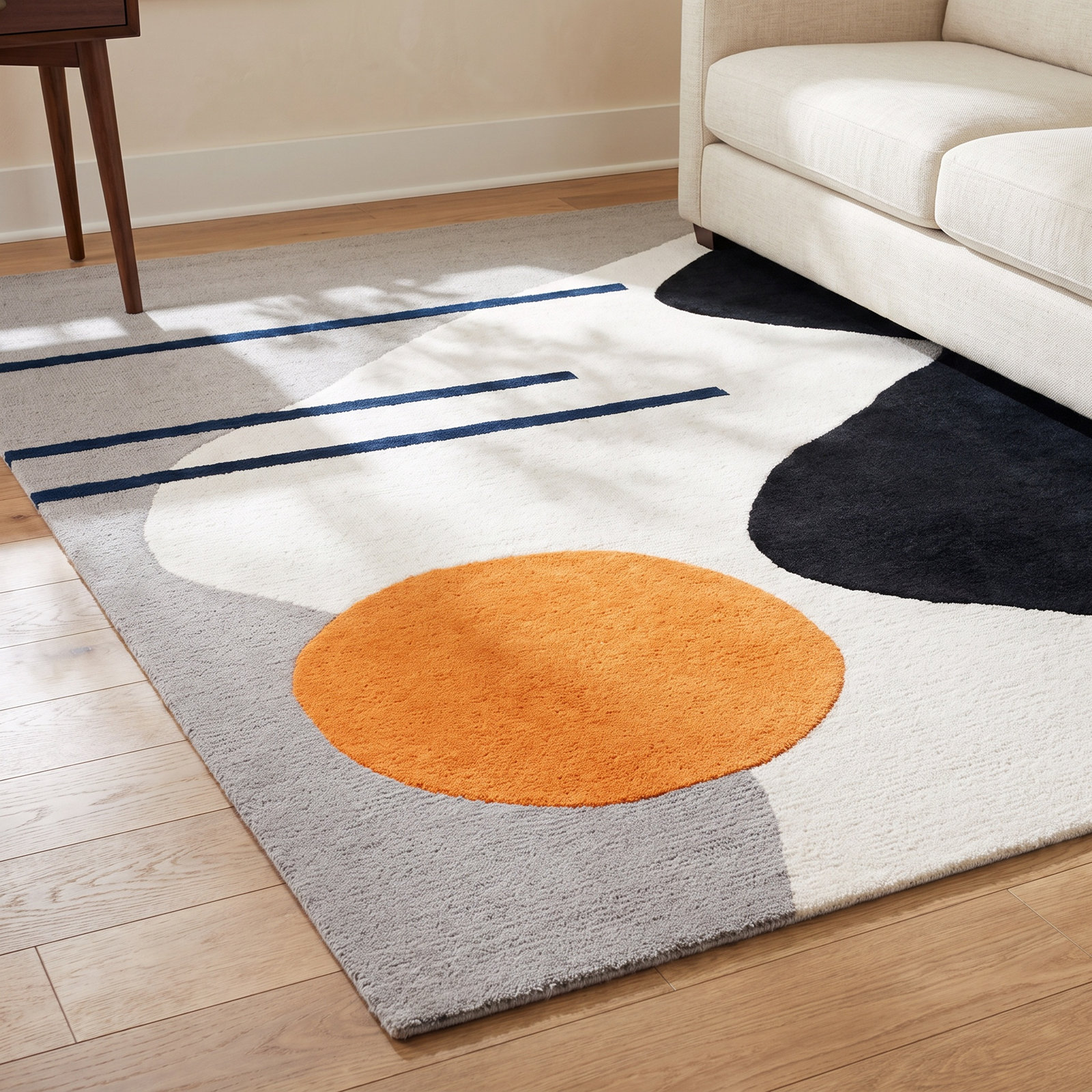 Felipe Gray Black Hand-Tufted Wool Abstract Rug, Rectangle 9' x 12'