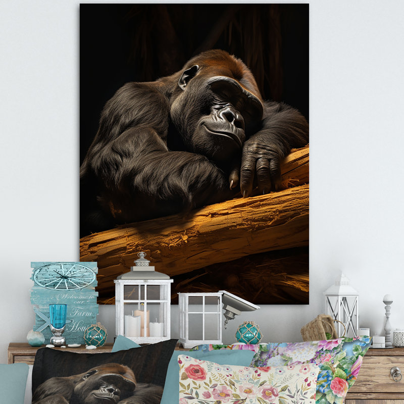 Gorille de la sieste sur toile, Toile tendue, 32" H x 24" W