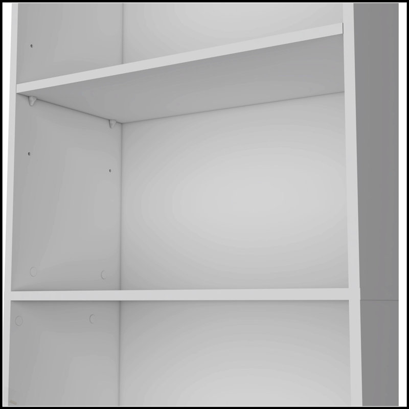 White 5-Shelf Bookcase With Spacious Shelves For Modern Home Storage And Display, Durable And Stylish.