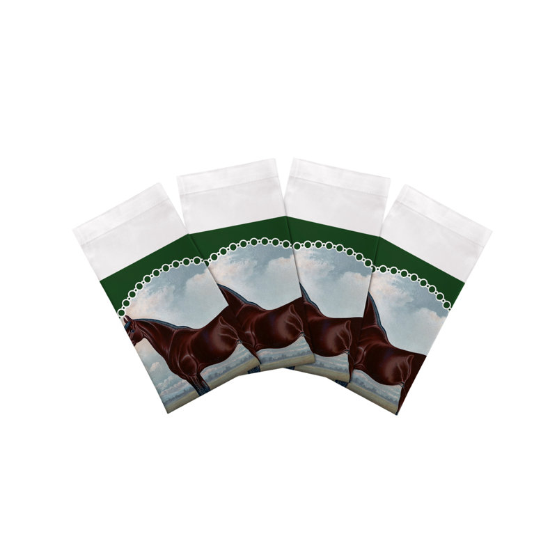English Thoroughbred Cotton Sateen Dinner Napkins, Green
