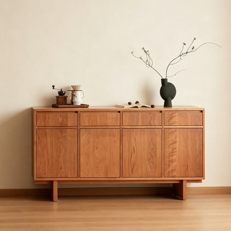 Buffet entièrement en bois de cerisier massif, H 31,49 po x l 62,99 po x P 15,74 po
