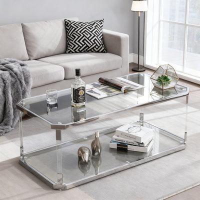 Table basse moderne en verre l 44 po pour le salon Lennert
