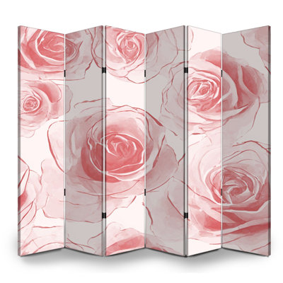 Cloison pliante 6 panneaux paravent à motif d'aquarelle à motif floral roses