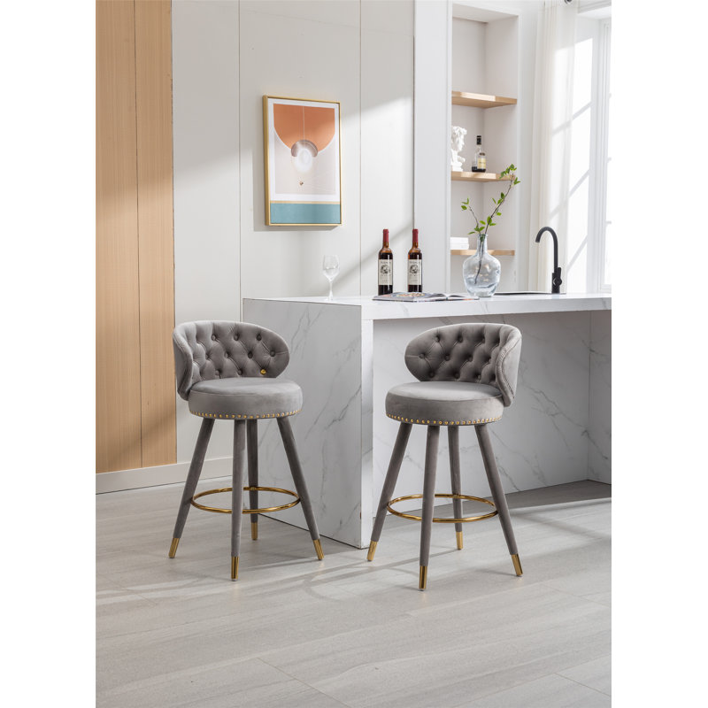 Deux tabourets de bar à hauteur de comptoir, deux tabourets de cuisine, Gris