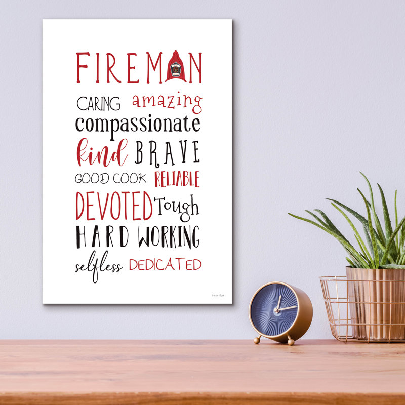  «Fireman» par Elizabeth Tyndall, art mural en verre acrylique, 12 po x 16 po