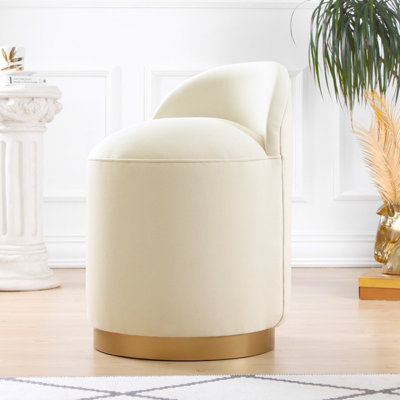Élégant pouf en velours crème avec pieds en bois 19,7 po x 17,7 po x 27,6 po | Tissu 100% velours, 35 éponges orthopédiques, supportant jusqu'à 352 lb | Parfait pour le décor baroque et bohémien dans les décors de maison et d'hôtel