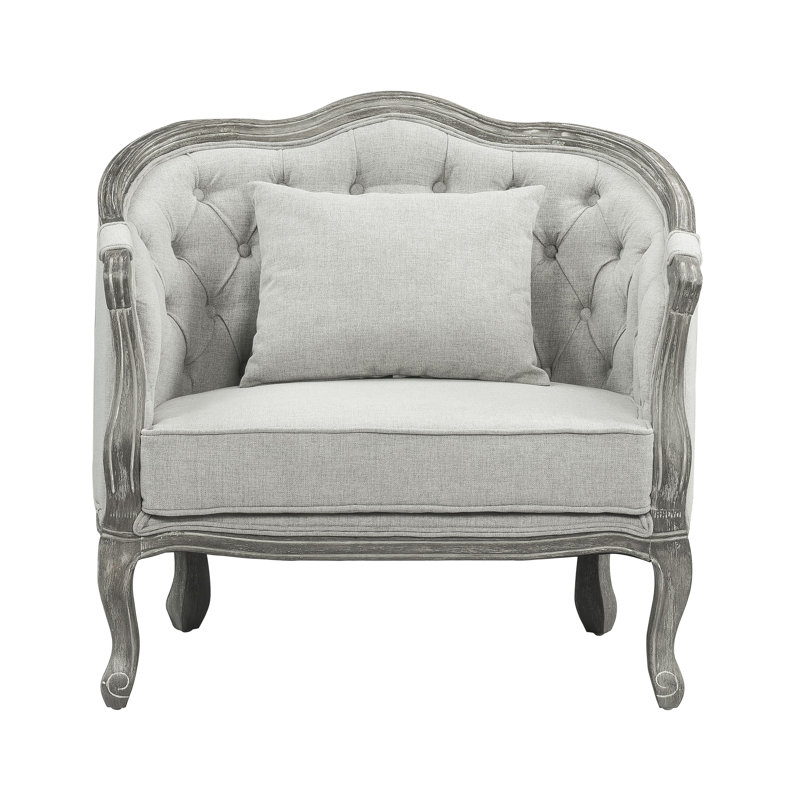 Fauteuil capitonné l 37 po Loumans, Lin gris, Gris délavé