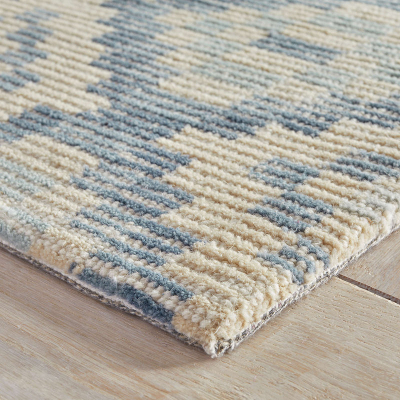 Diamond Cove Blue Hand Tufted Wool Rug, Rectangle 3' x 5'