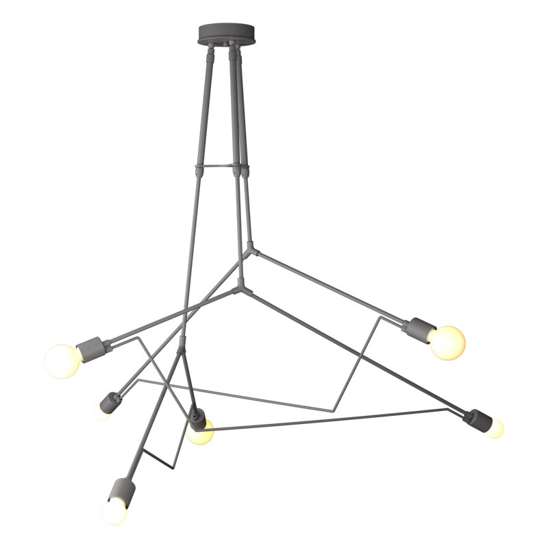 Lustre d'extérieur 6 lumières Divergence, Acier bruni côtier, 42.8" - 54.3"