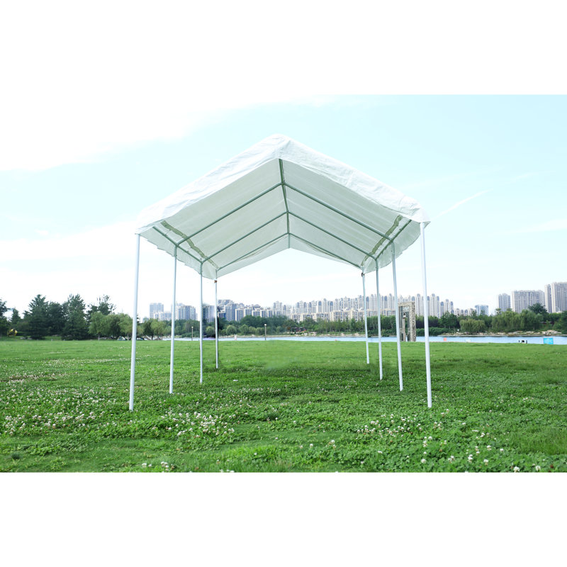 10'X20' Heavy Duty Carport Gazebo - Stable Triangular Construction, Grounding Rods, Detachable Side Walls & Rust Canopy Garage With Support Beams, Waterproof -