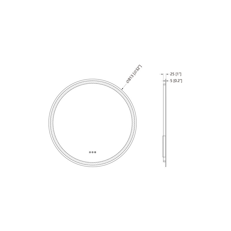 Round Frameless LED Bathroom Vanity Mirror, 32" x 32"