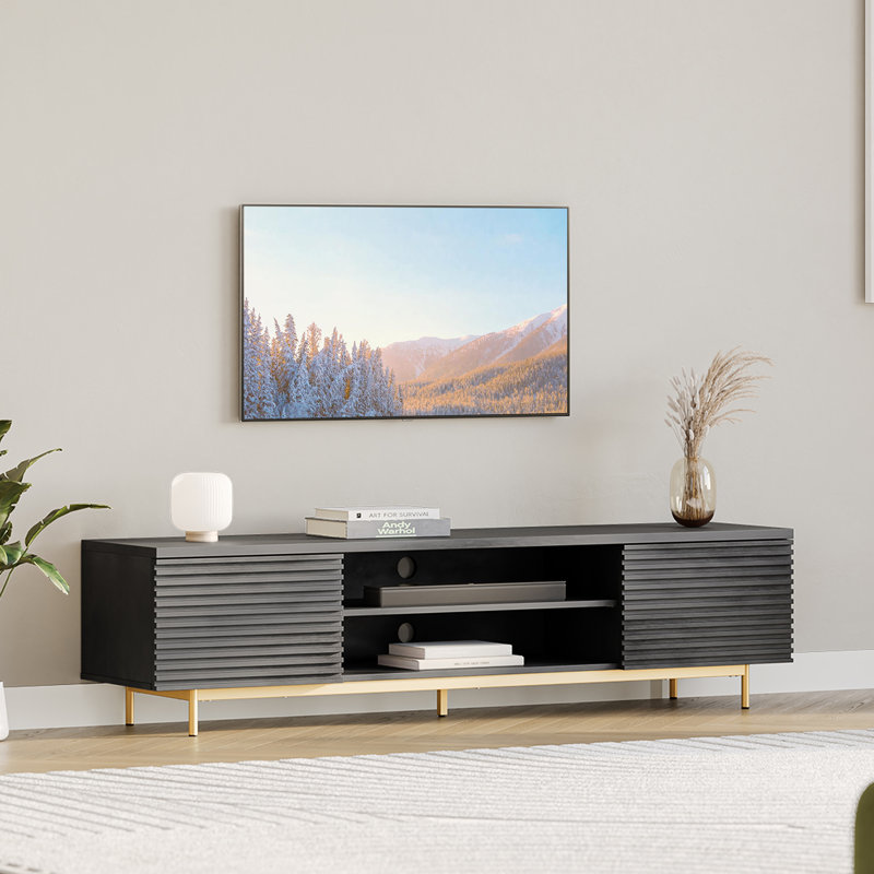 Wilber 68" W Mid-Century Modern TV Stand, Ebony