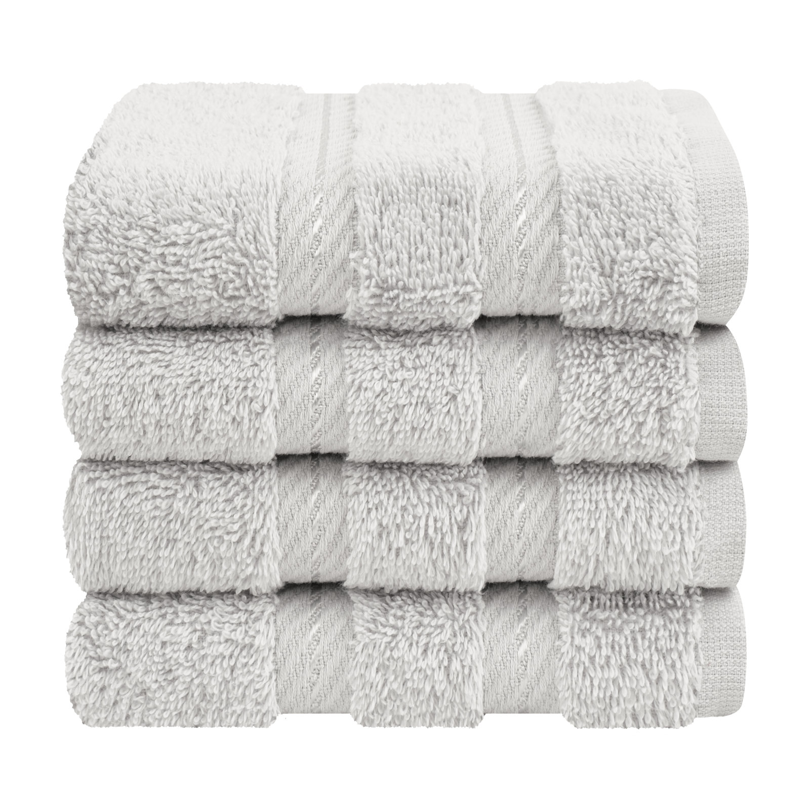 Darcelle 100% Cotton 4-Piece Turkish Washcloth Set, Silver Gray