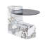 Ensemble de tables basses gigognes détachables à 2 niveaux, table gigogne moderne à disposition flexible, table basse gain de place pour salon ou chambre, noyer et blanc-873899892