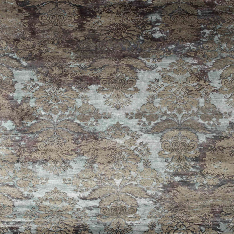Tapis noir/bleu zone contemporaine, Carré 6 pi
