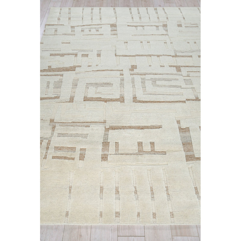 Calexico Wool Abstract Area Rug in Beige/Ivory, Rectangle 6' x 9'