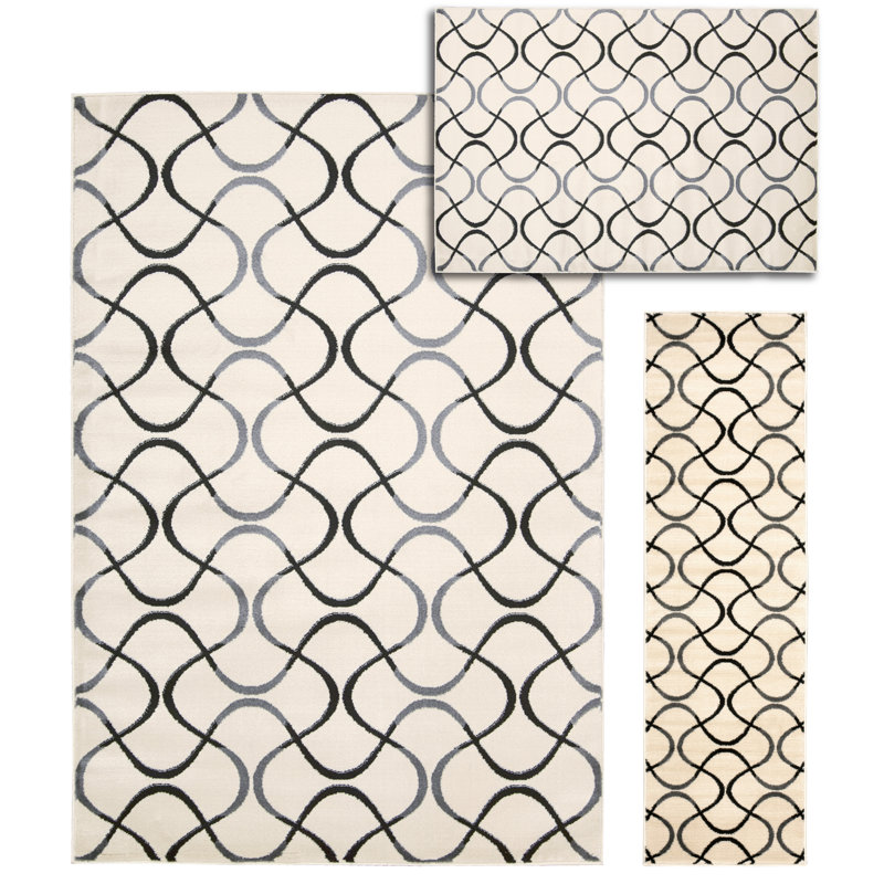 Anguilla 3 Piece Hand Crafted Cream Area Rug Set