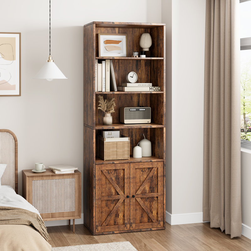 Tall Bookcase, Wooden 6 Shelf Bookshelves, Brown