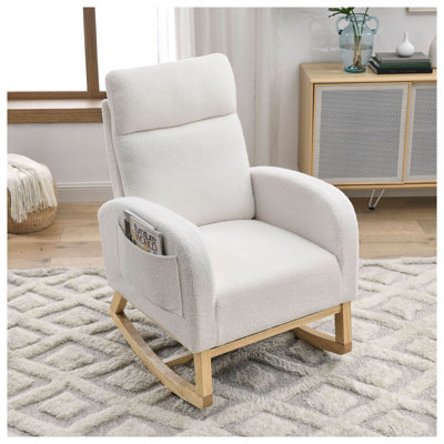 Chaise berçante en tissu avec dossier haut et poches latérales Welike