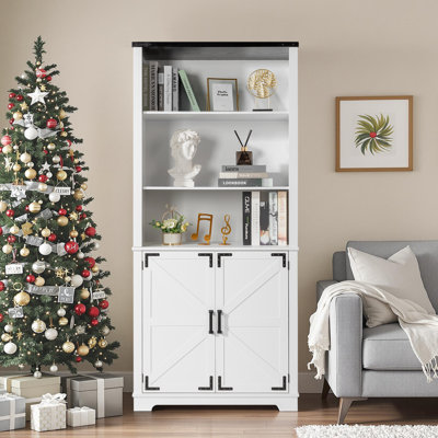 Vitrine blanche H 70,86 po H avec 3 couches 2 portes