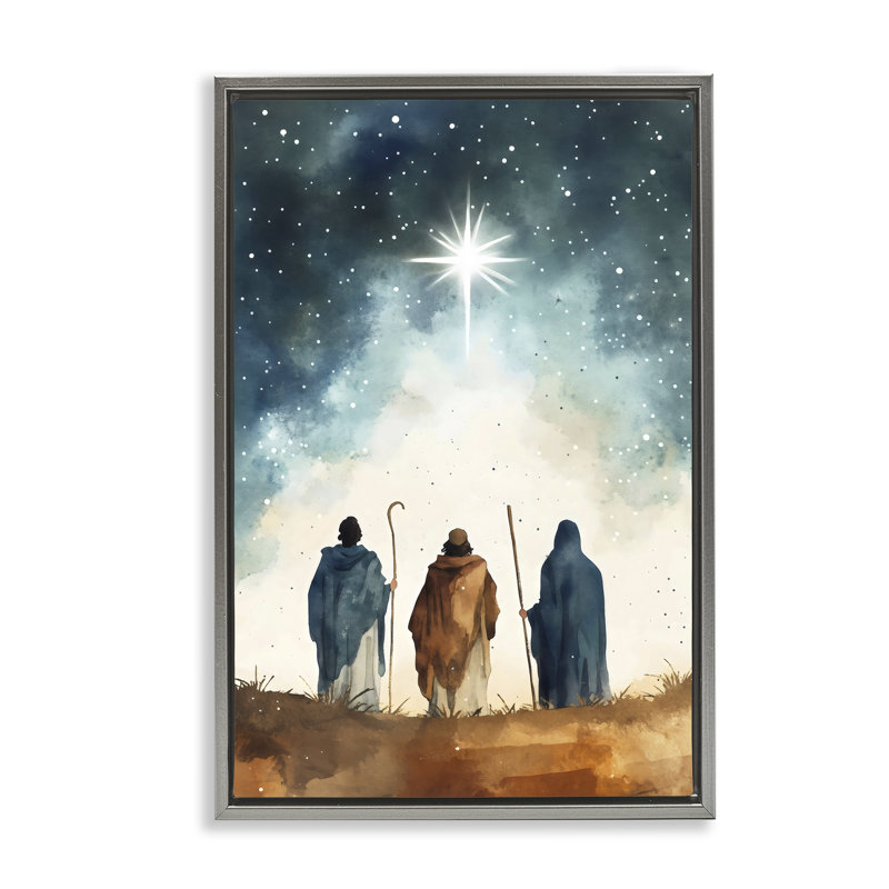 Guided Wisdom Shepherds Floating Frame, design by Petal Prints Design, Luster Gray Floater Frame, 31" H x 21" W