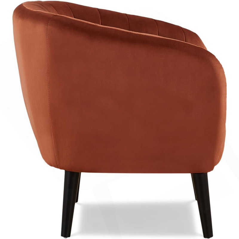 Chaise d'appoint moderne orange avec motif en tonneau et capitonnage