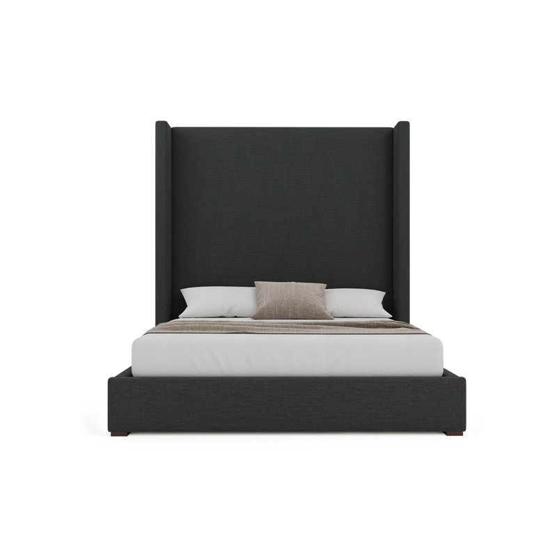 Lit plateforme tapissier Decost, Gris anthracite, Très grand lit