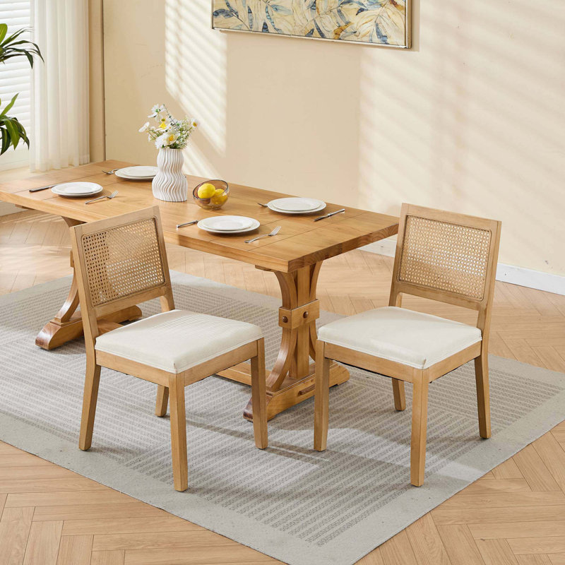 Ensemble de 2 chaises de salle à manger en rotin Farmhouse, Beige