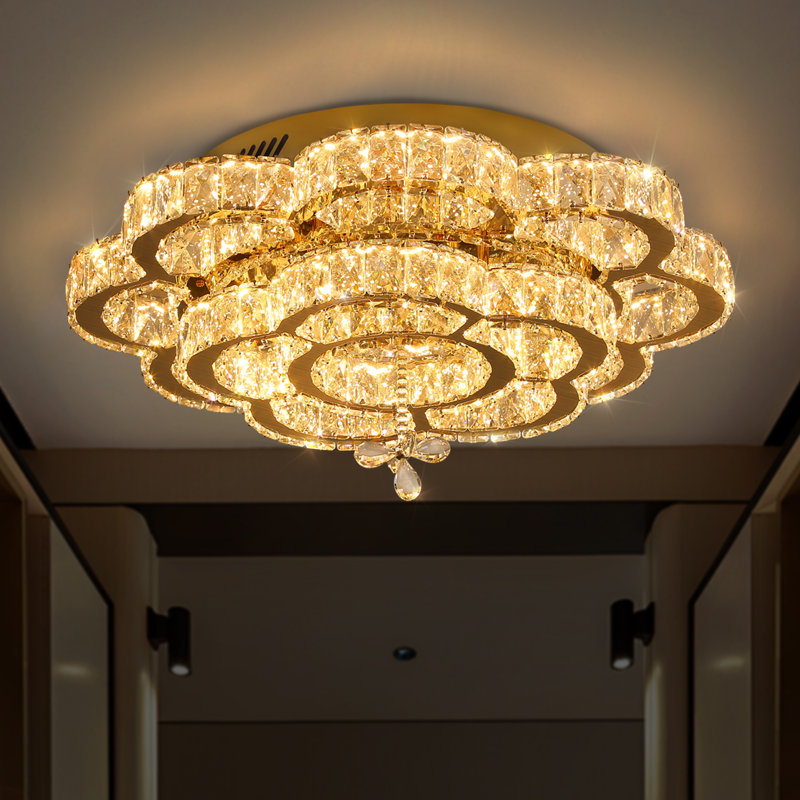 Lustre en cristal 23 po, Doré