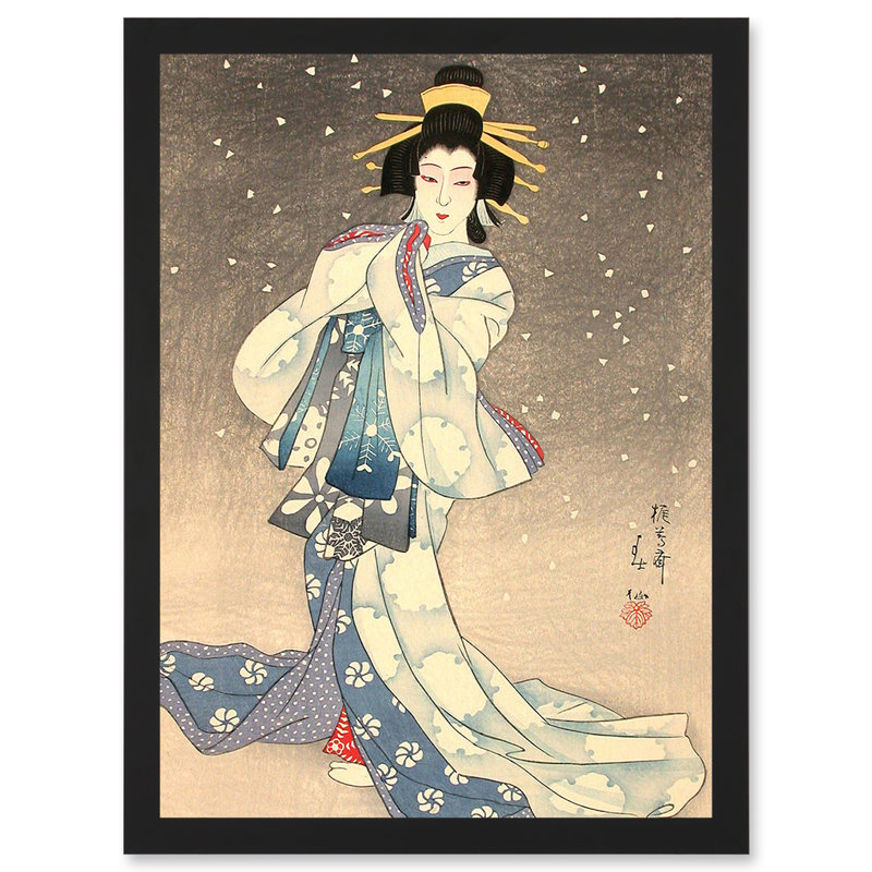 Painting Geisha Kabuki Natori Shunsen Theatre Japan by Natori Shunsen - Single Picture Frame Painting