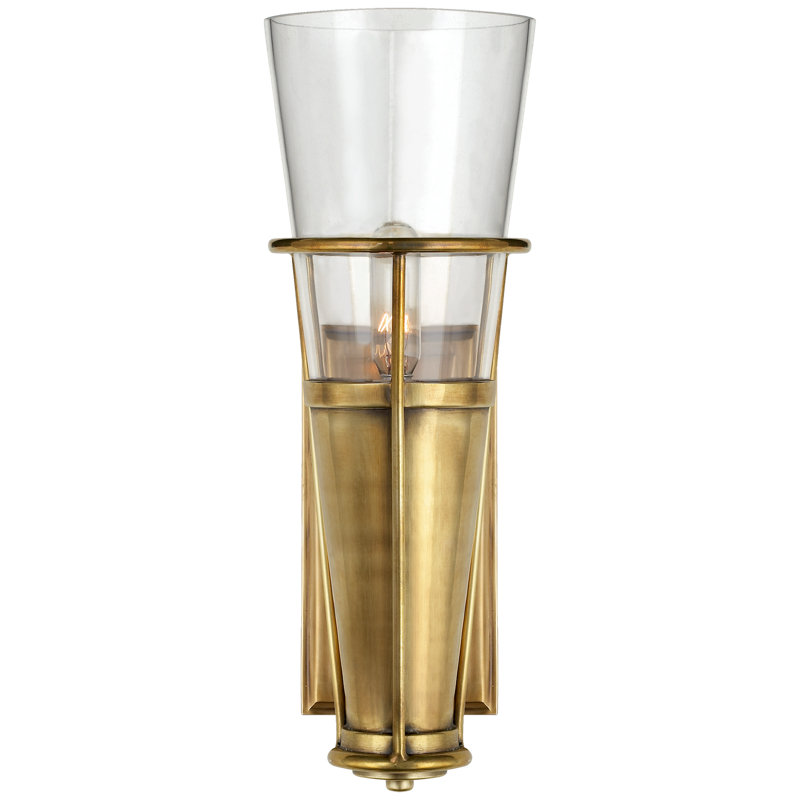 Thomas O'Brien Robinson Single Sconce, Hand-Rubbed Antique Brass, Clear