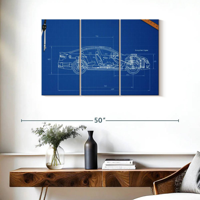 Car Blueprint, 24" H x 38" W