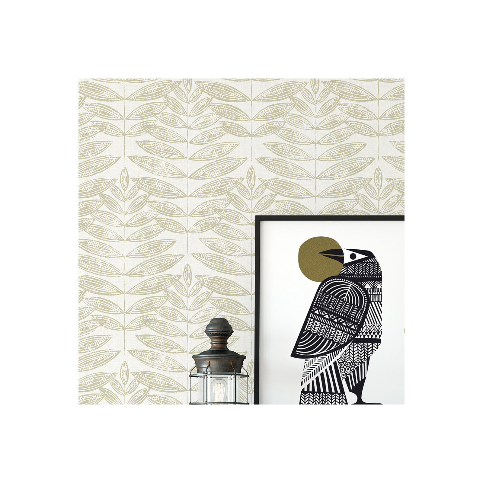 Aldusa Leaf Non-Pasted Wallpaper Roll , Beige