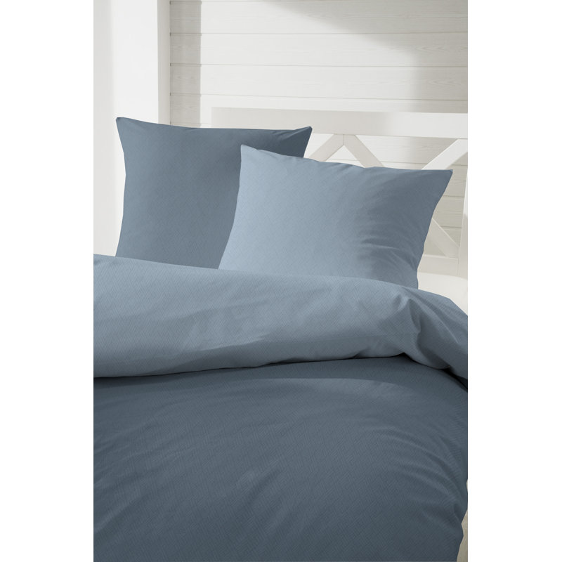 Cotton Solid Colour Duvet Cover Set with Pillow Shams Included, 200 x 200cm - 2 Pillowcases 80 x 80 cm, Dark Blue