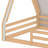 Full Size House Floor Bed Frame With Tent And Light, Solid Wood Materialen Frame Material Teepee Floor Bed Frame With Full-Length Guardrails, Montessori And Childlike Style Design,In Natural Finish+Green-1029810319-1029810352
