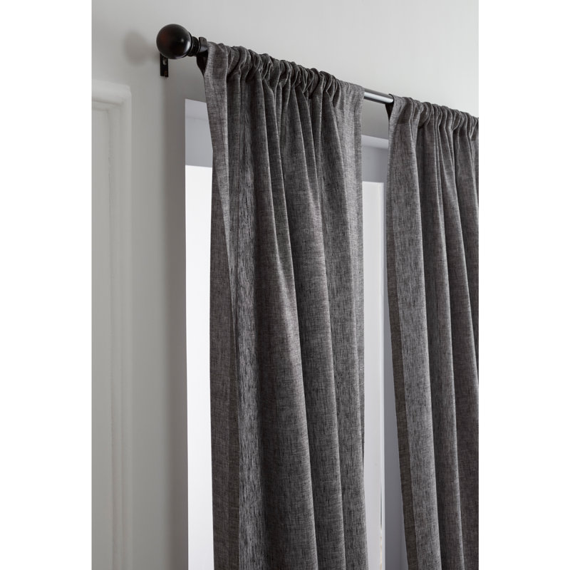Linen Curtain with Rod Pocket, 52" W x 96" L, Chambray Black